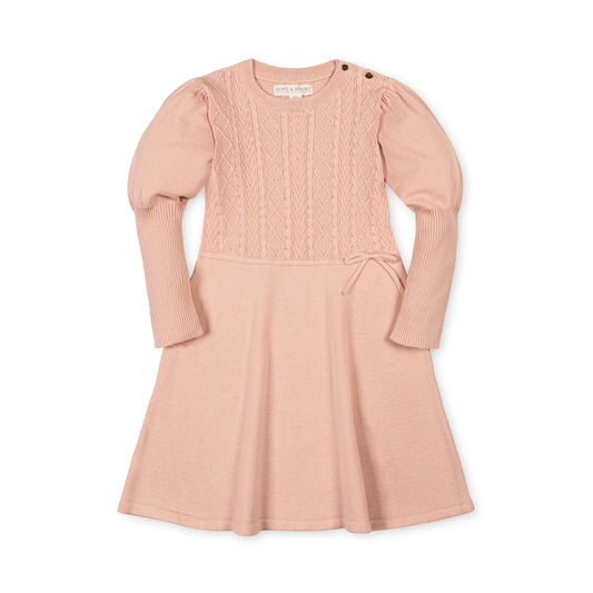 Hope & Henry Pink Organic Cable Bodice Sweater Dress
