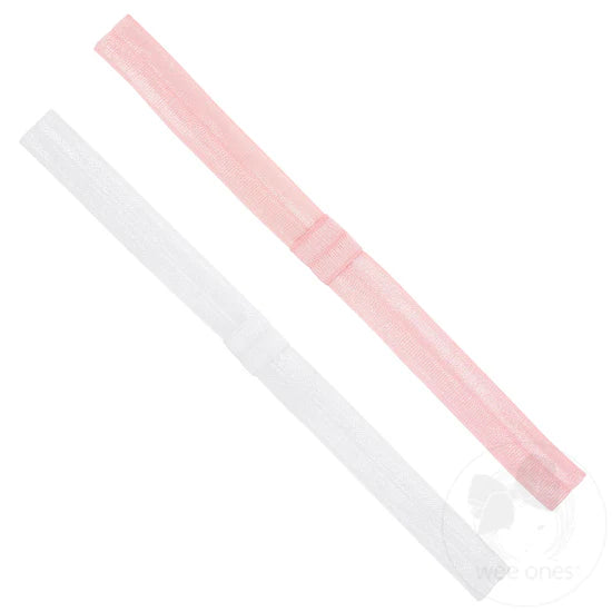 Wee Ones Light Pink/White Add-A-Bow Baby Bands