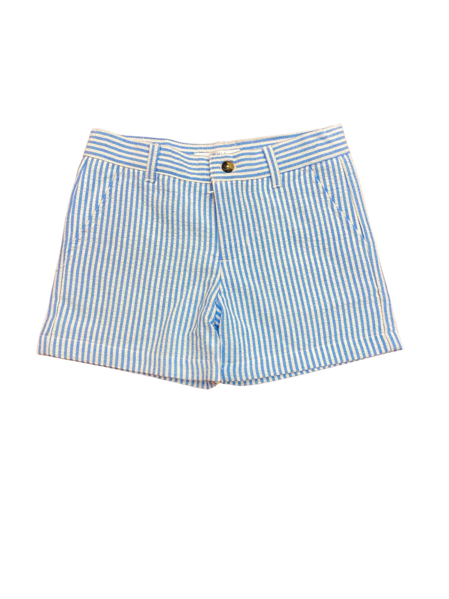 LB Kids James Blue Stripe Button Shorts