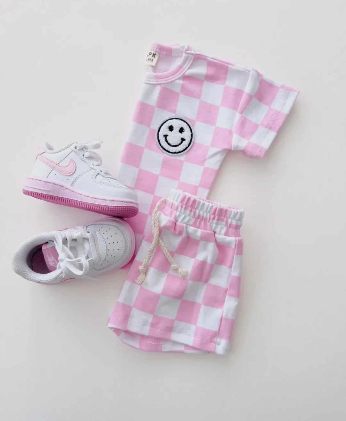 Smiley Checkered Shorts Set