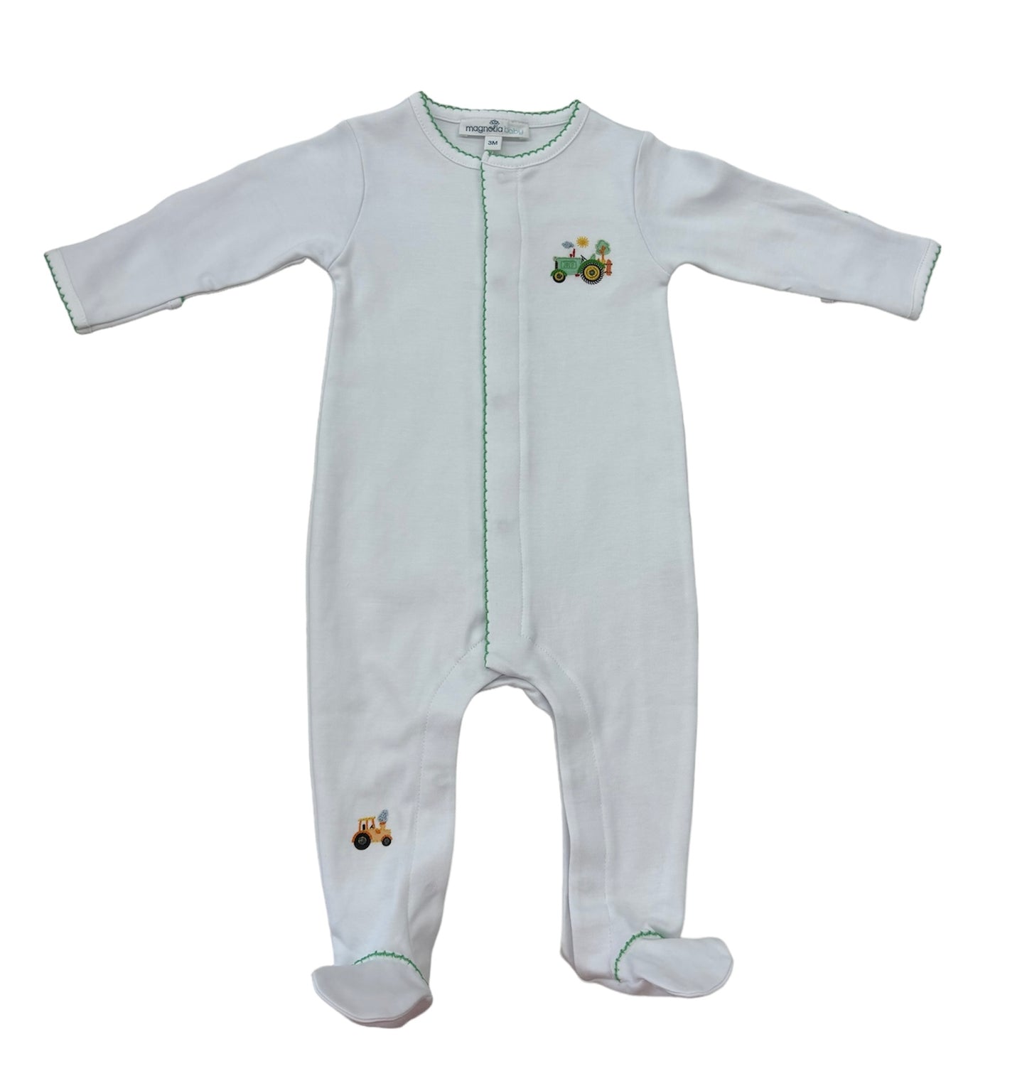 Magnolia Baby Tractor Time Embroidered Footie