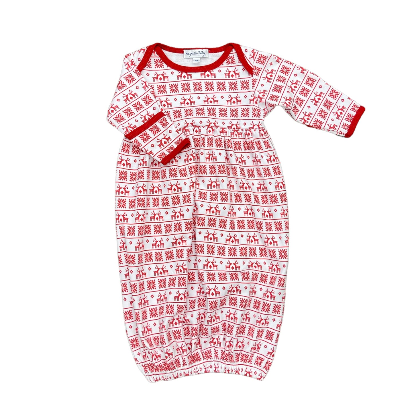 Magnolia Baby Fair Isle Printed Gathered Gown