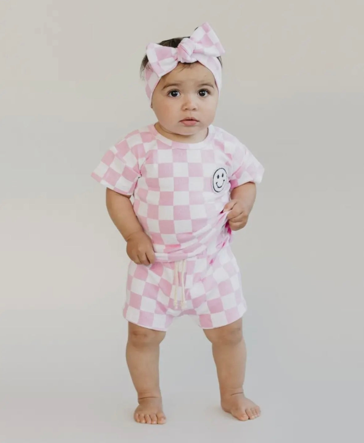 Smiley Checkered Shorts Set