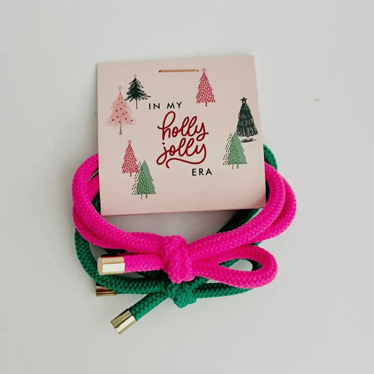 Pink & Green Hair Tie Set
