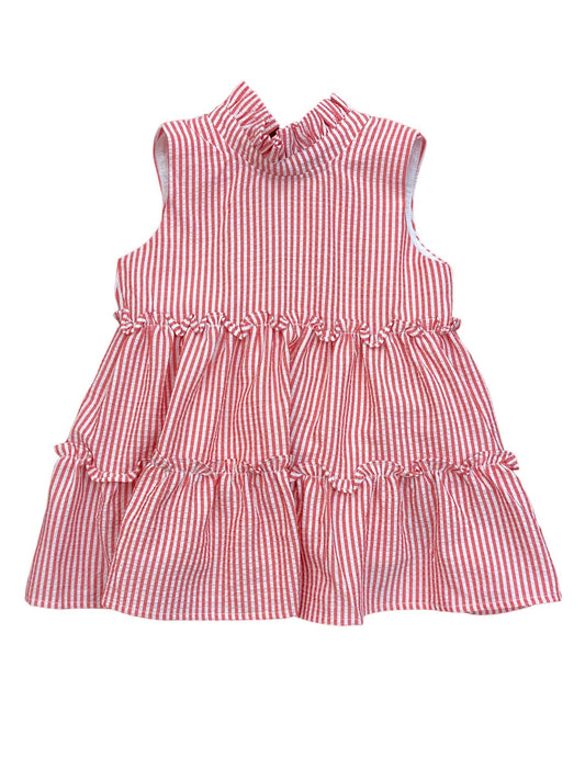 Lulu Bebe Natty Red Stripe Tier Dress