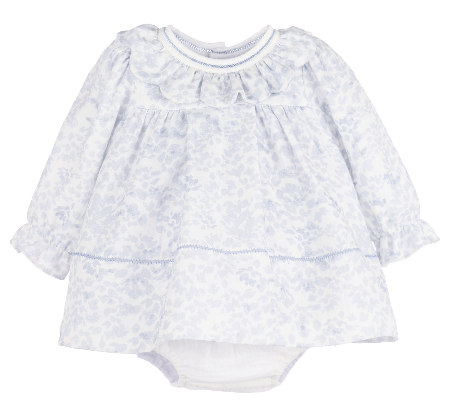 Sophie & Lucas Blue Frosty Floral Scallop Ruffle Float Dress