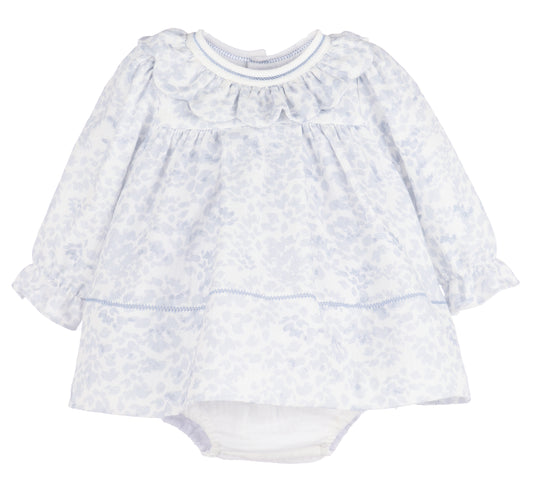 Sophie & Lucas Blue Frosty Floral Scallop Ruffle Float Dress