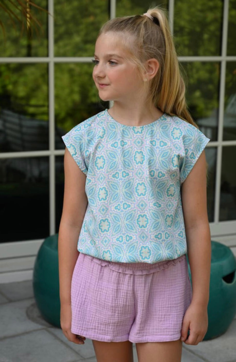 Pleat Tory Island Teal Top