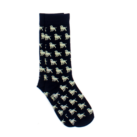 Kids’ dress socks with golden retriever and lucky duck patterns in cotton blend, Properly Tied Lucky Duck Sock Golden Retriever style.