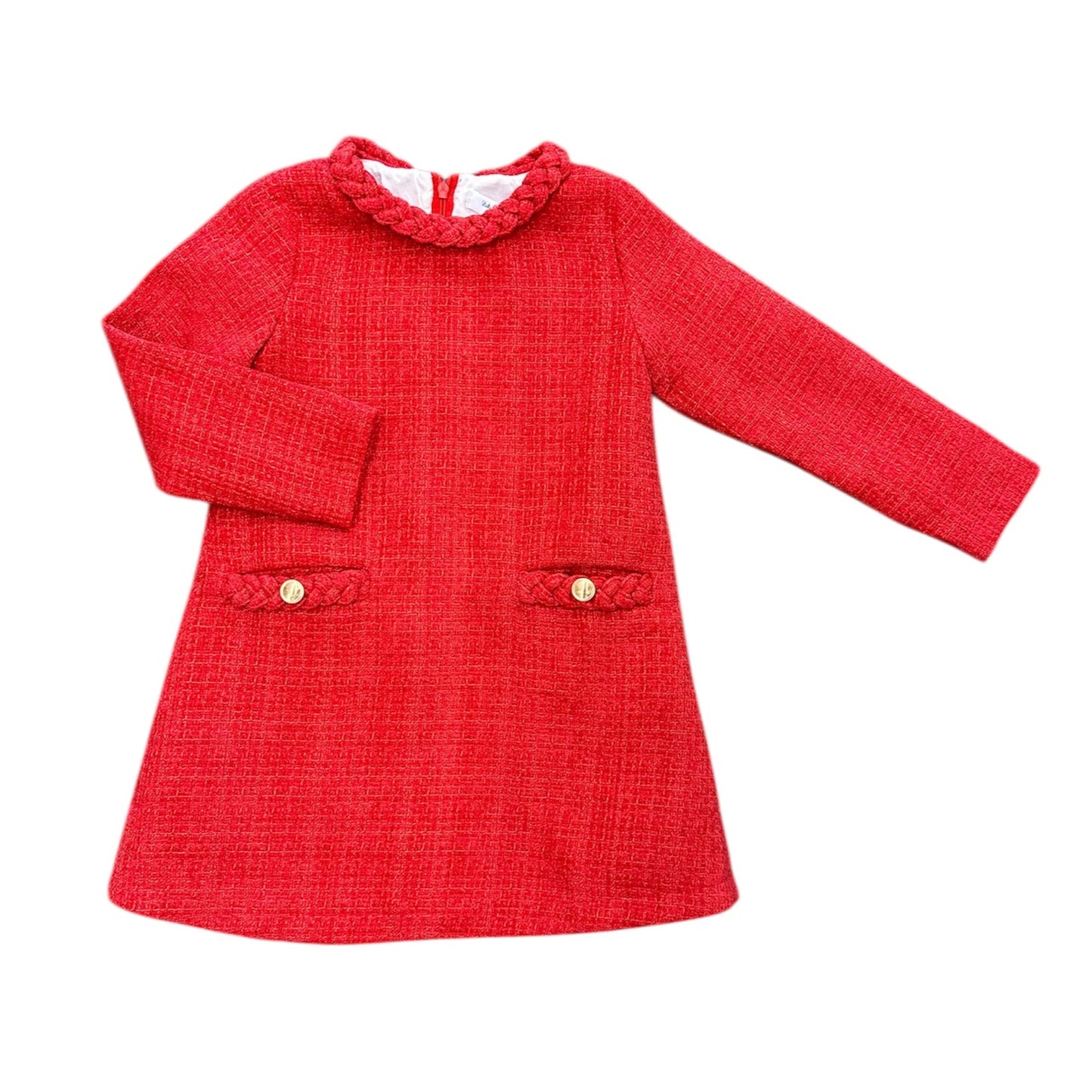 Lulu Bebe Audrey Red Tweed Braided Dress