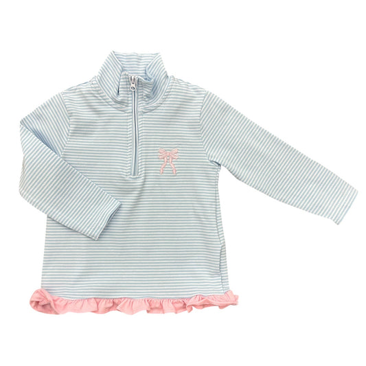 Itsy Bitsy Bow 1/4 Zip Ruffle Pullover