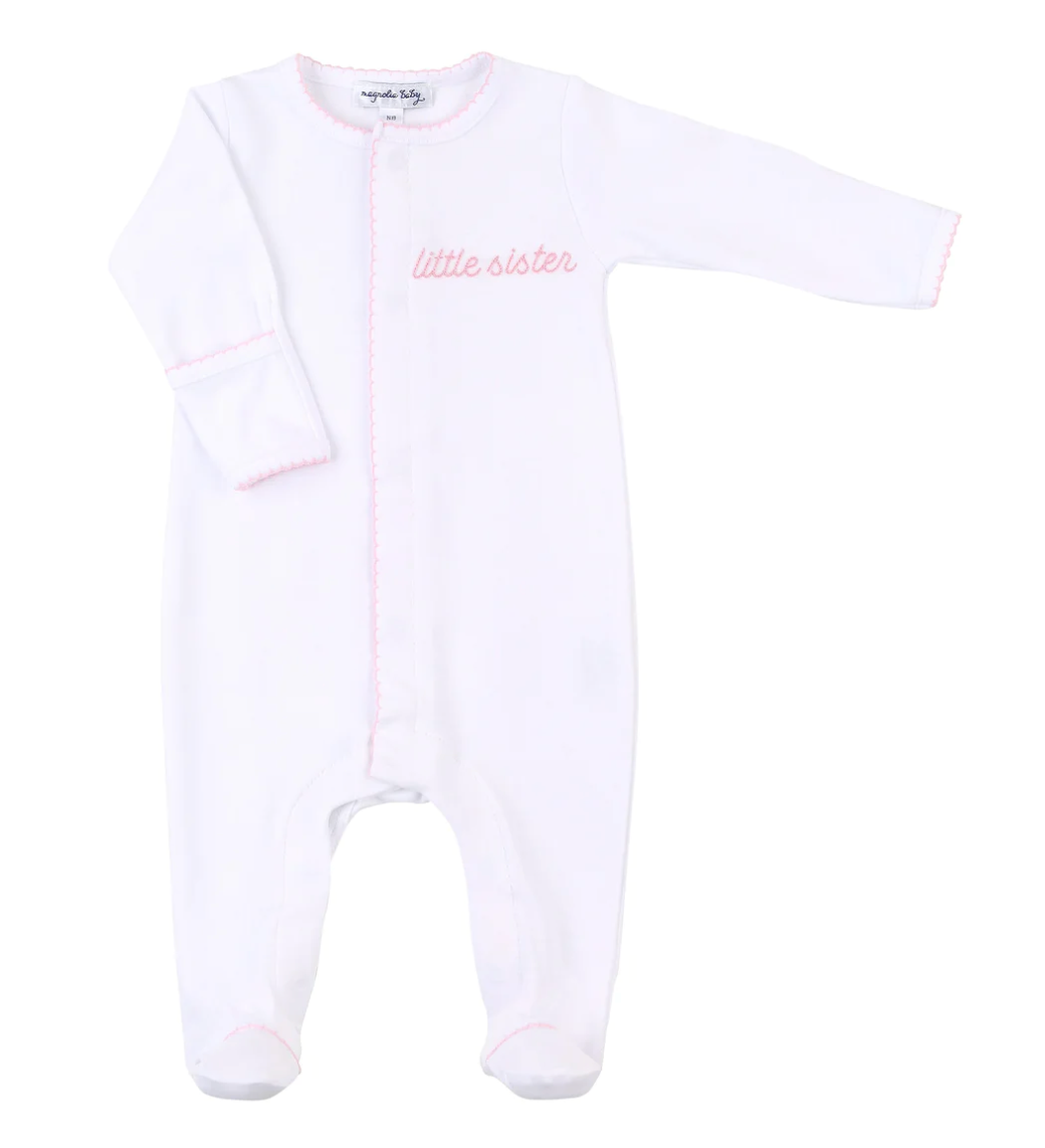 Magnolia Baby Pink Big and Little Embroidered Footie
