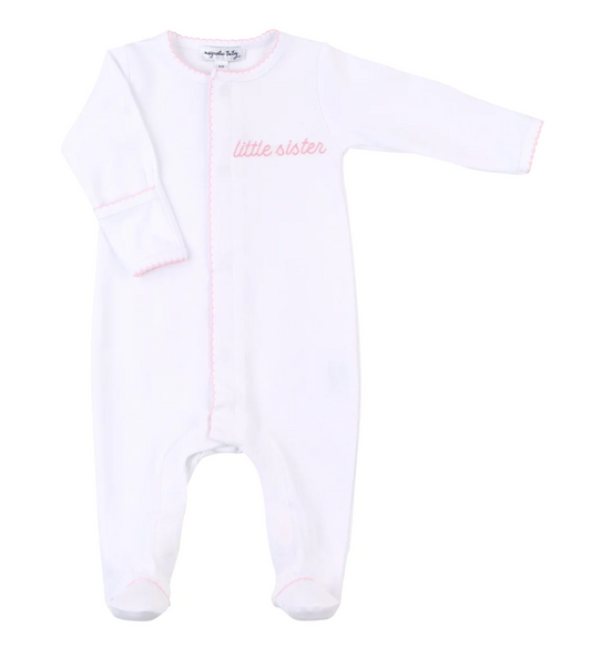 Magnolia Baby Pink Big and Little Embroidered Footie
