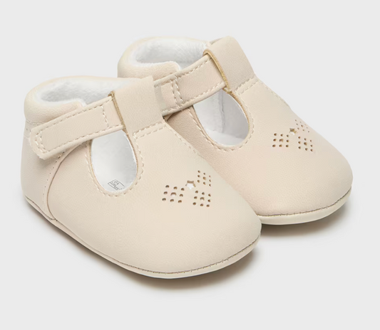 Mayoral Baby Beige T-Strap Crib Shoes