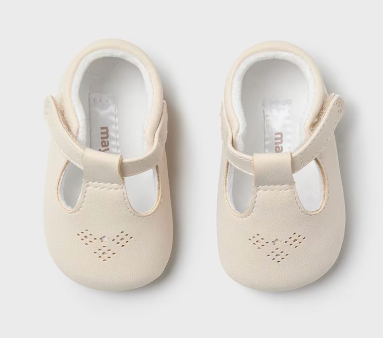 Mayoral Baby Beige T-Strap Crib Shoes