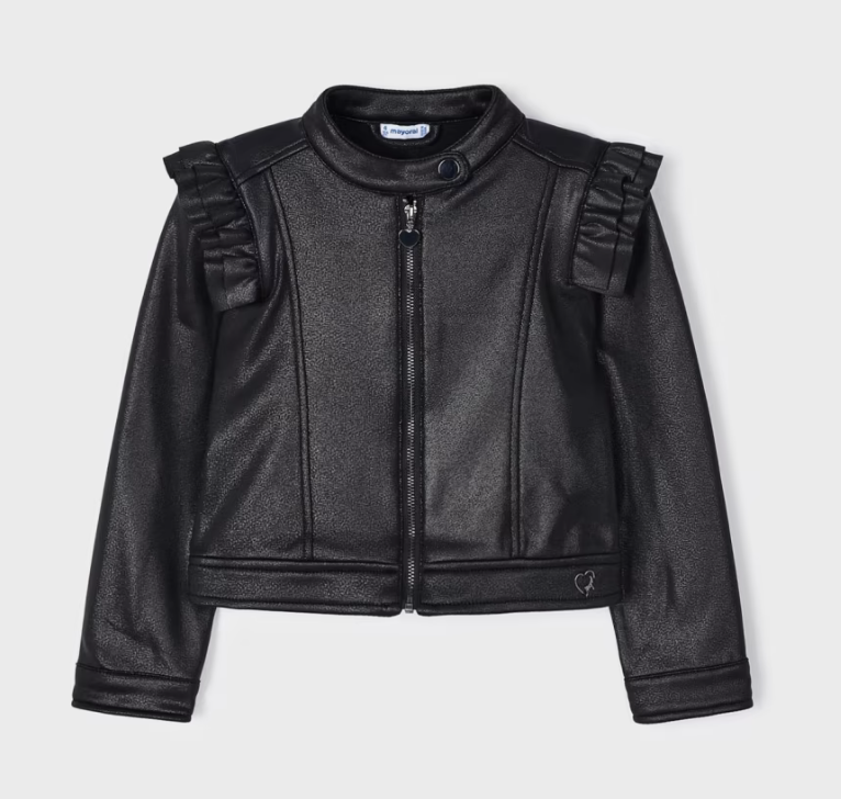 Mayoral Girl Black Faux Leather Jacket