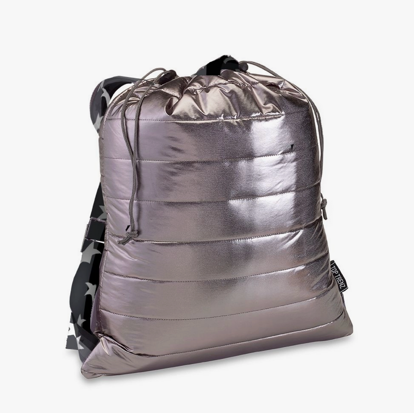 Gunmetal Puffer Cinch Bag