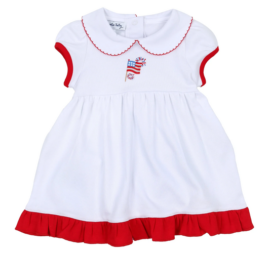 Magnolia Baby Red, White, and Blue! Embroidered Collared Dress