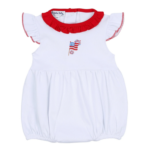 Magnolia Baby Red, White, and Blue! Embroidered Flutters Bubble