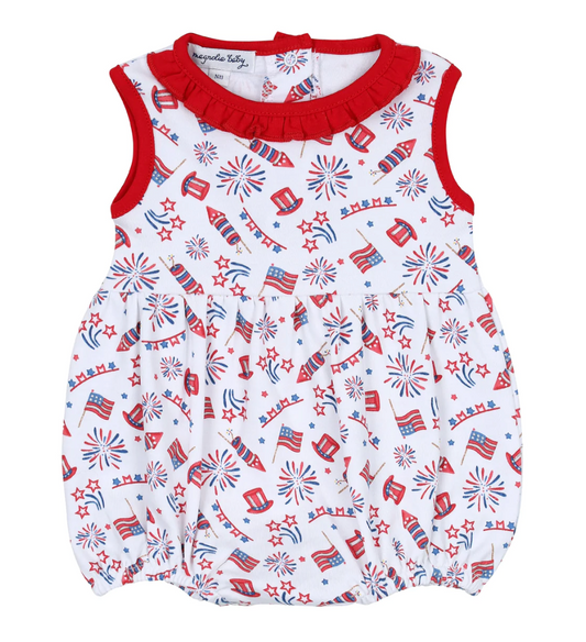 Magnolia Baby Red, White, and Blue! Printed Sleeveless Bubble