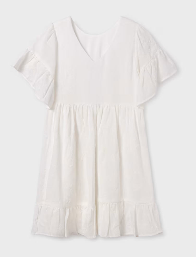 Mayoral Tween White Embroidered Dress