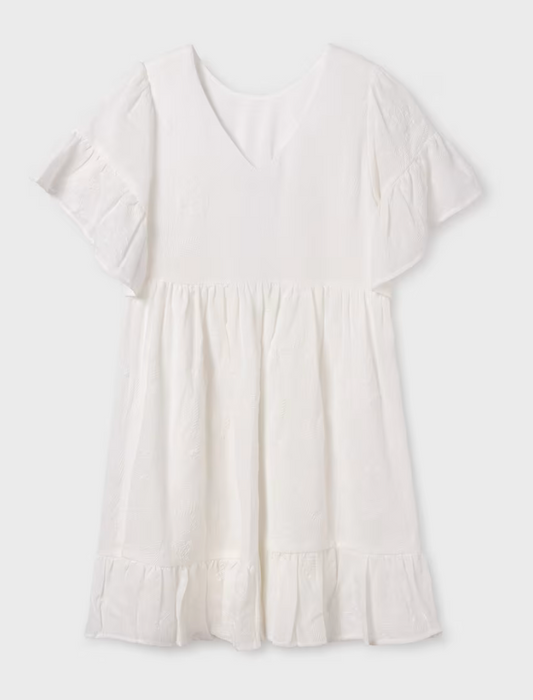 Mayoral Tween White Embroidered Dress