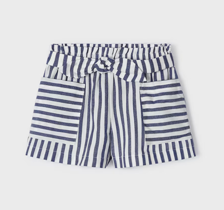 Mayoral Girl Navy Stripe Linen Shorts