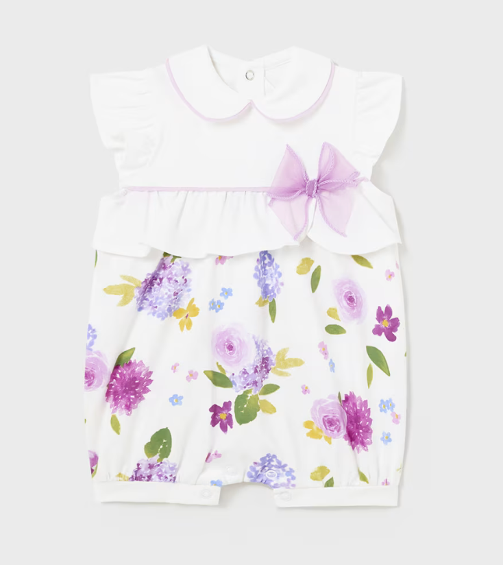 Mayoral Baby Girl Purple Flower Bubble