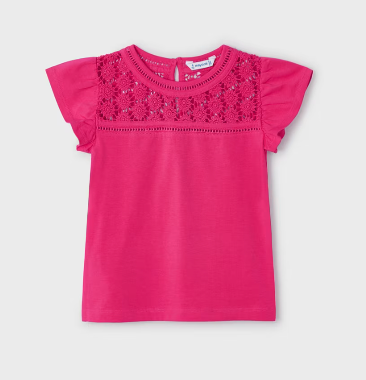 Mayoral Girl Fuchsia Crochet Shirt