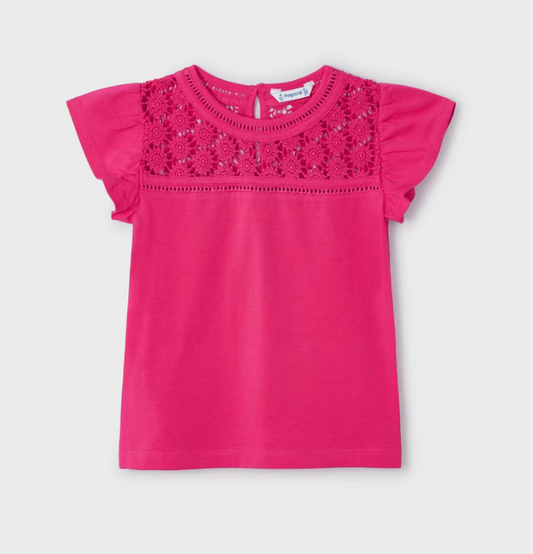 Mayoral Girl Fuchsia Crochet Shirt