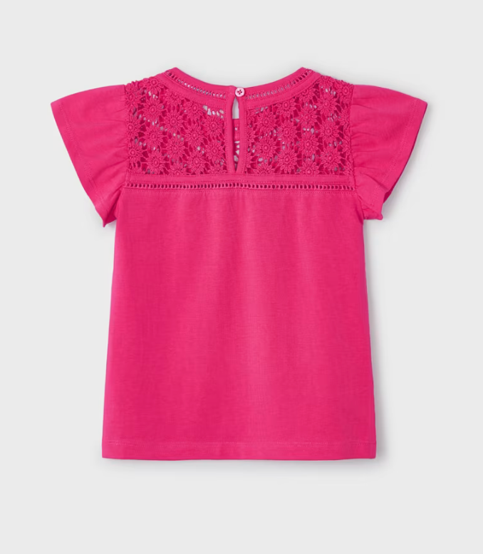 Mayoral Girl Fuchsia Crochet Shirt