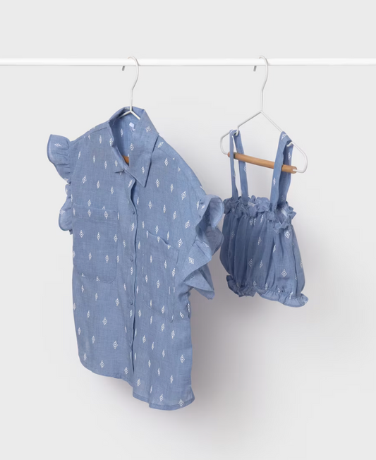 Mayoral Tween Chambray 2 Piece Top Set