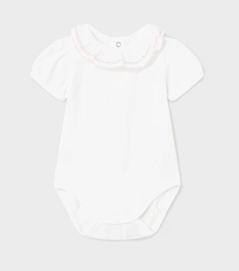Mayoral Baby Girl Detailed Collared White Onesie