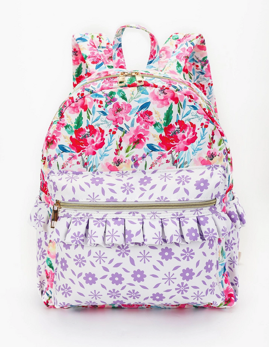 Hot Pink Flower Ruffle Backpack