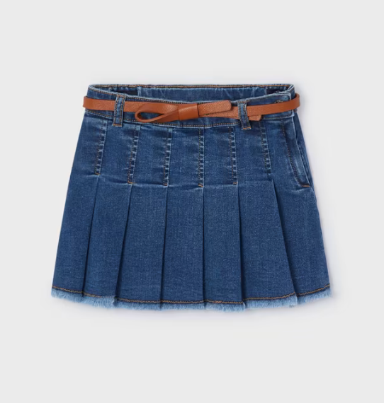 Mayoral Girl Pleated Denim Skirt