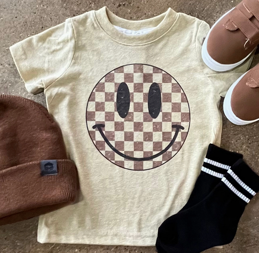 Brown Smiley Checkered Shirt