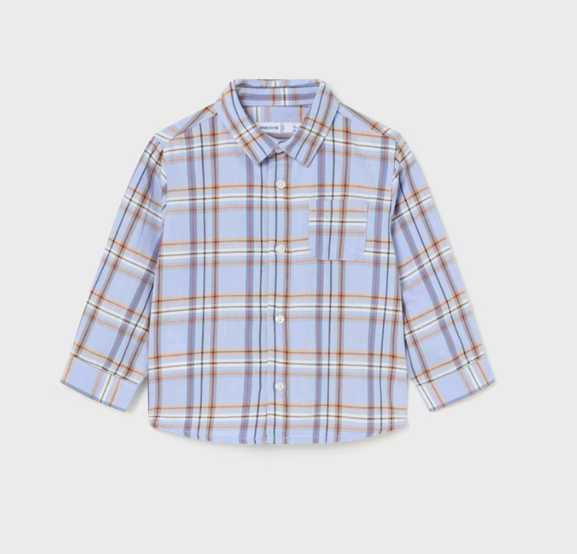 Mayoral Baby Boy Blue Plaid Shirt