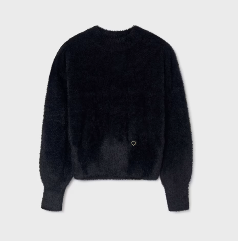 Mayoral Tween Black Fuzzy Sweater