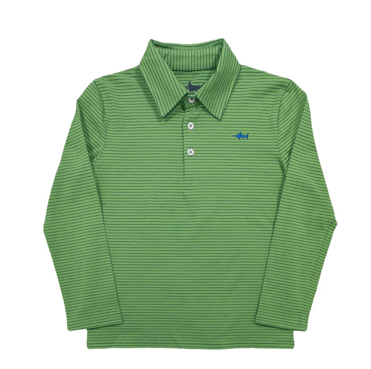 Saltwater Boys Green/Blue Stripe Banks Polo