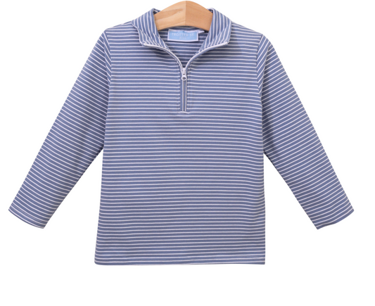 Trotter Street Kids Slate Blue Stripe Tucker Pullover