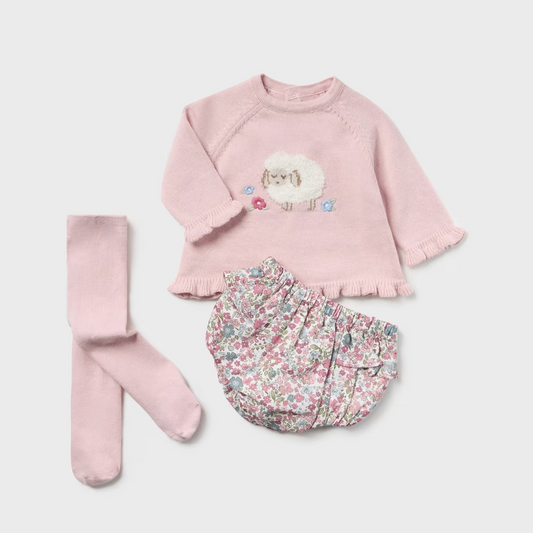 Mayoral Baby Girl Pink Sheep Bloomer Set