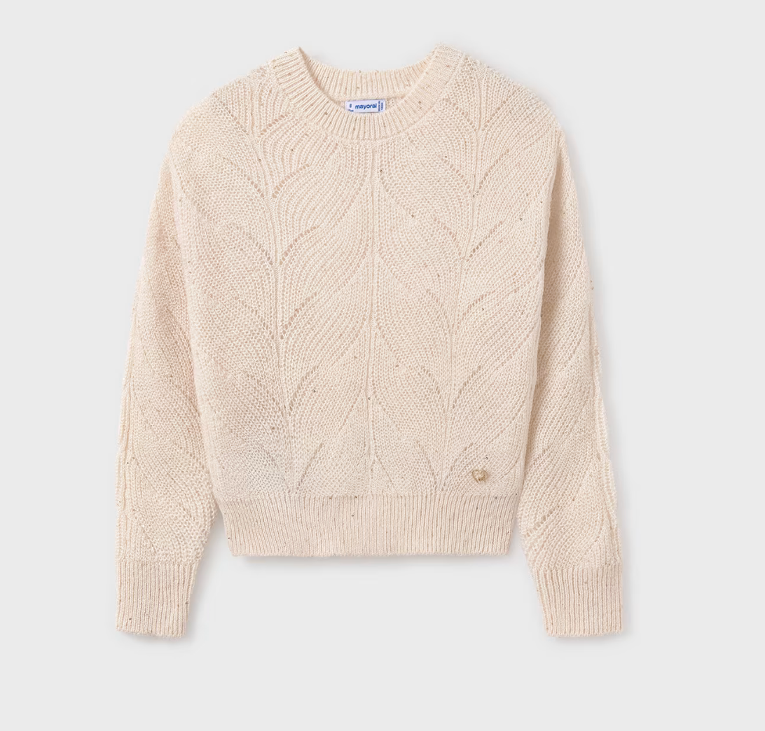 Mayoral Tween Cream with Gold Sequin Sweater