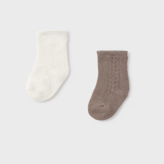 Mayoral Baby Brown/Ivory 2 Pack Socks