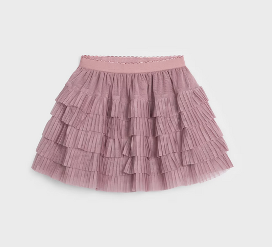 Mayoral Girls Dusty Rose Pleated Tulle Skirt