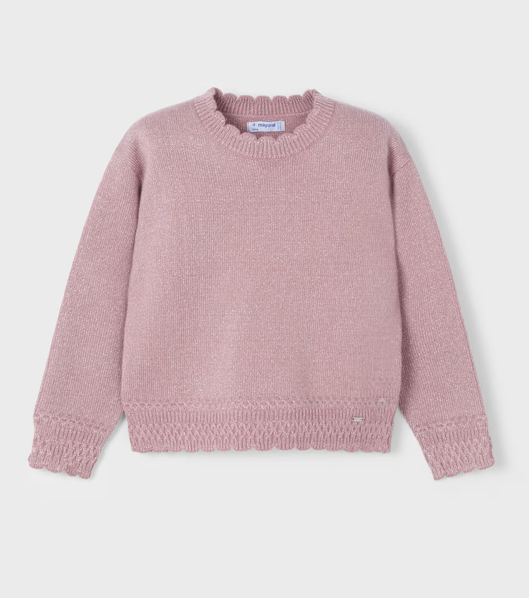 Mayoral Girl Mauve Shimmer Scallop Sweater