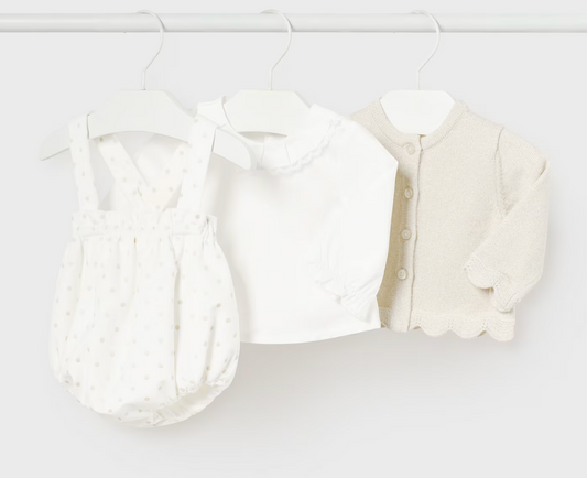 Mayoral Baby Girl Neutrals Overall Set