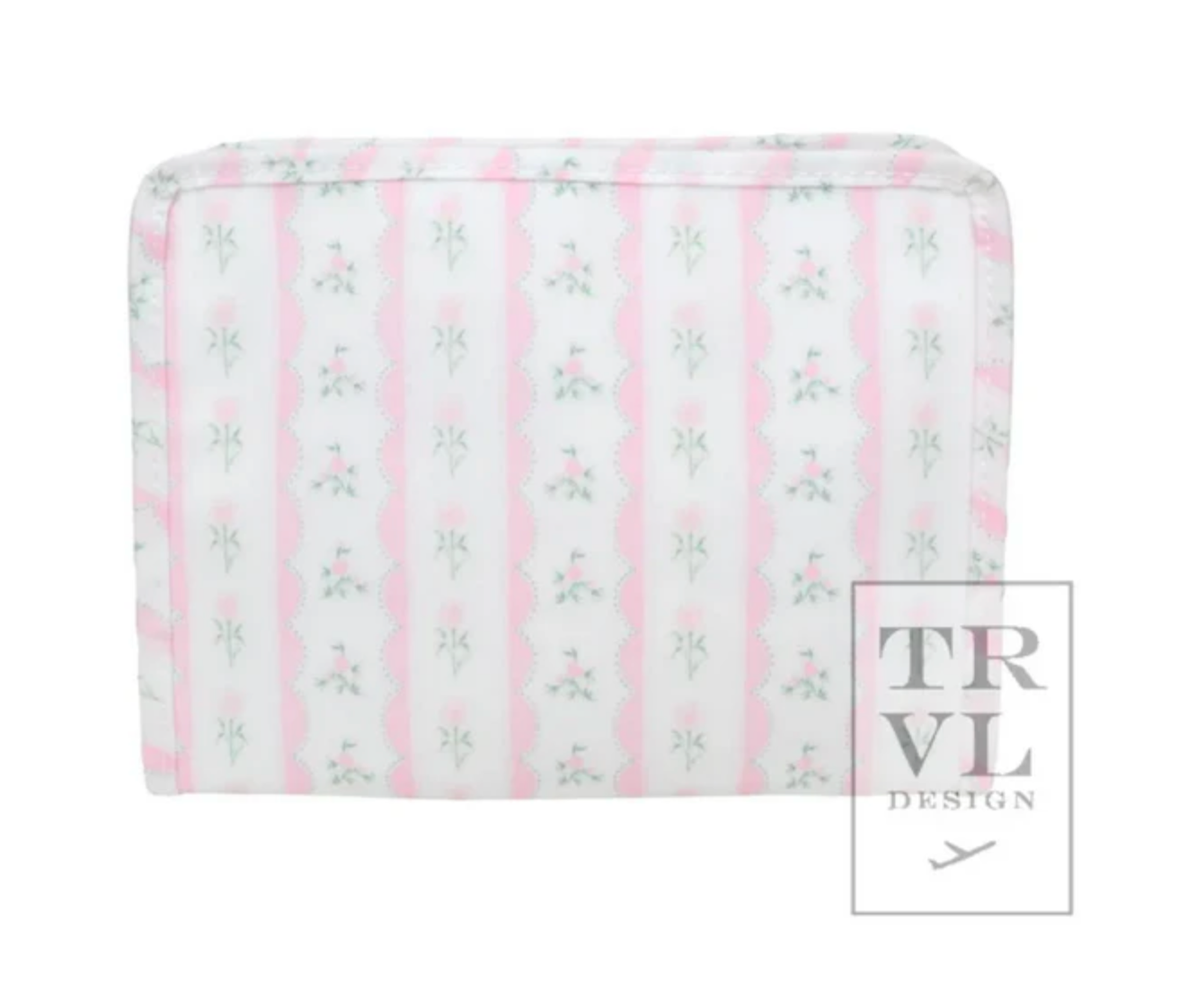 TRVL Design Ribbon Floral Pink Zip Pouch Medium Roadie