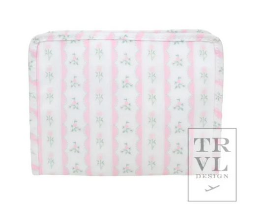 TRVL Design Ribbon Floral Pink Zip Pouch Medium Roadie