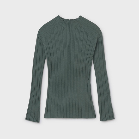 Mayoral Tween Green Ribbed Mockneck Sweater