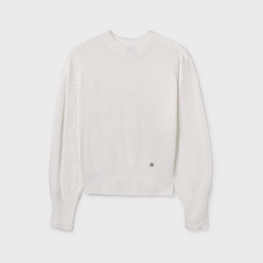 Mayoral Tween White Faux Fur Sweater